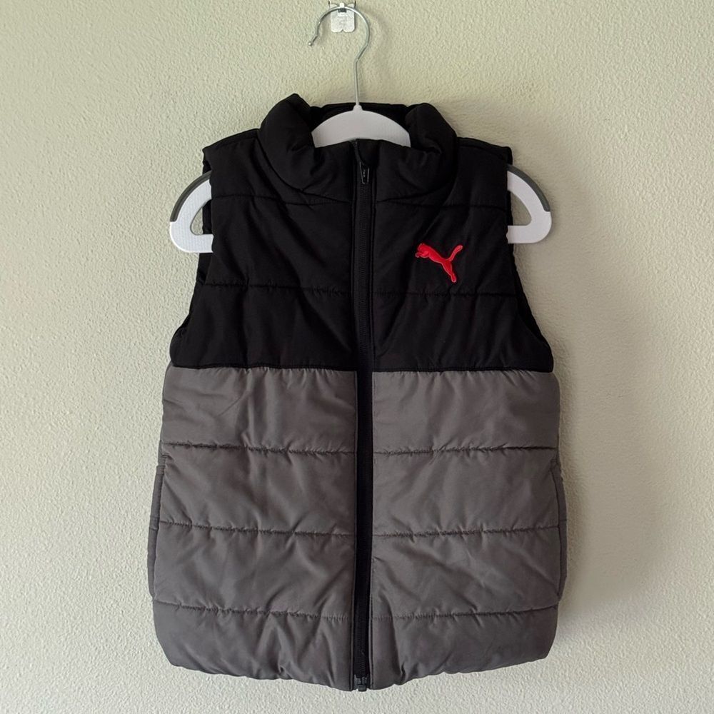 NWOT!! Youth, Puma, Black and Gray Puffer Vest. Size XS.